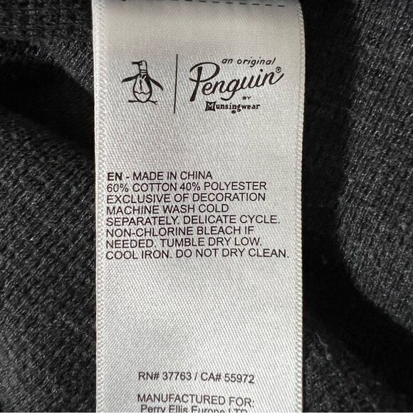 Original Penguin Sweater Mens Large Gray Long Sleeve Pullover Crew Cotton Blend - Picture 10 of 12